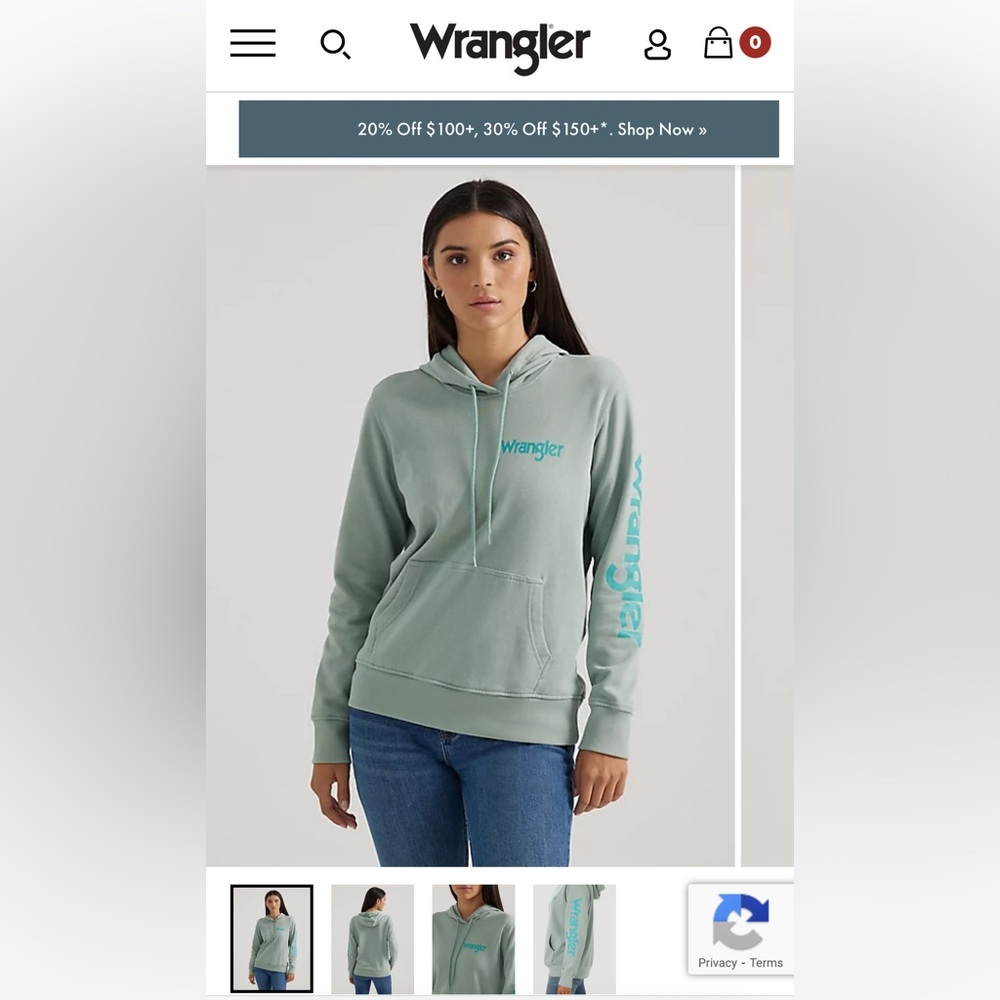 Womens Wrangler Retro Blue Surf Pullover Hoodie